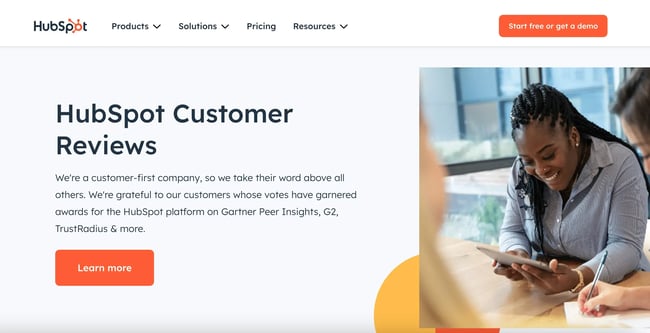 types of customer feedback, HubSpot customer reviews